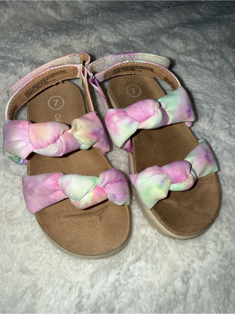Cat & Jack Pastel Tie-Dye Knotted Strap Sandals - Pink, Green, Yellow